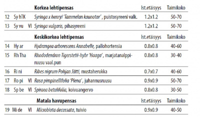 Puutarhaetsivien suosikkipensaat